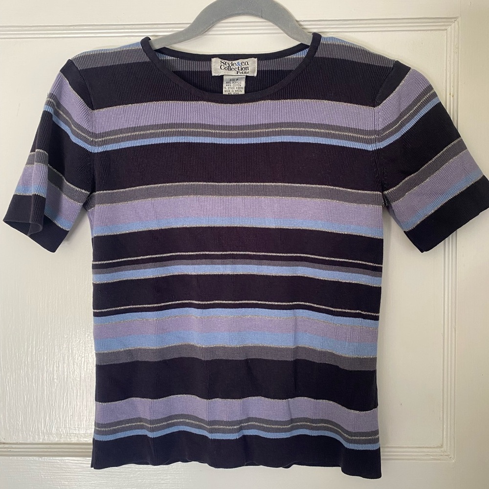 Style & Co. Women's Striped Top - Purple, Blue, Gray